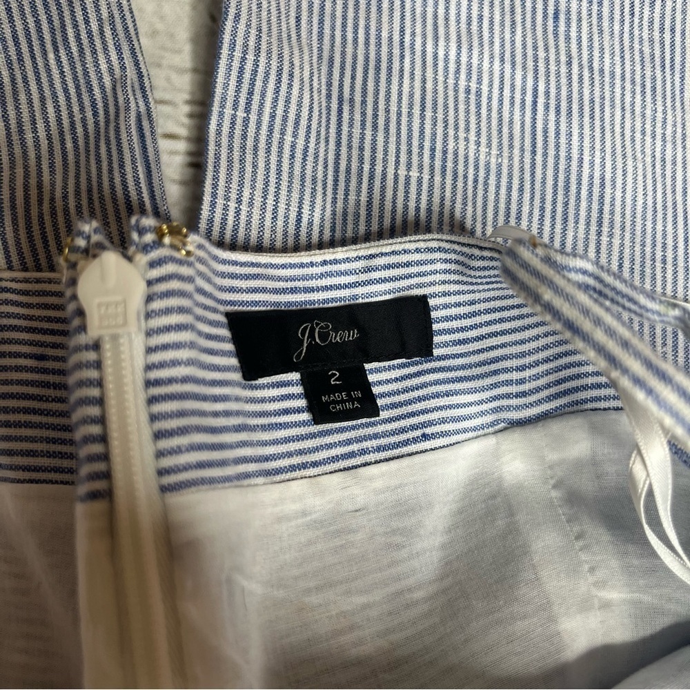 J. CREW Blue Striped Tie Waist Linen Jumpsuit Size 2 - Picture 3 of 12